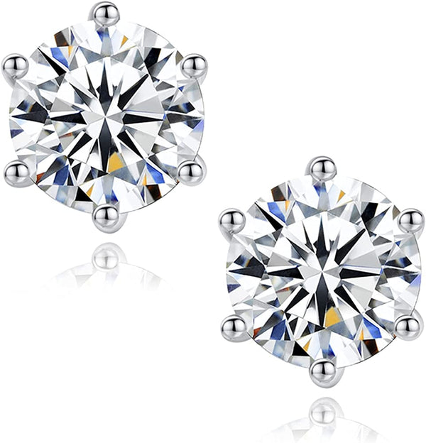 Ασημένια πιστοποιημένα σκουλαρίκια από Moissanite με βίδες
