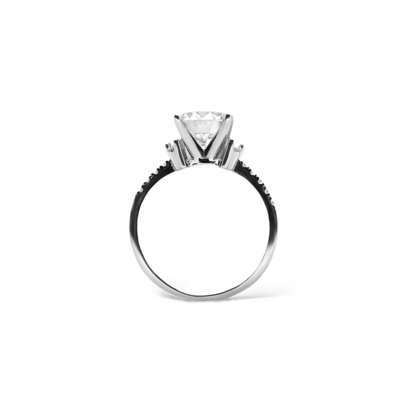 Sterling Silver Moissanite Engagement Ring featuring 2.00ct (8.0MM) Round Brilliant Cut Center Stone
