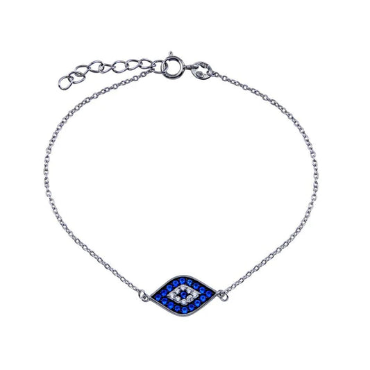 Sterling Silver 925 CZ Evil Eye Bracelet - SSLB030