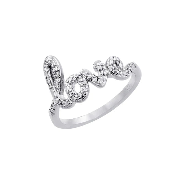 Sterling Silver 925 Clear CZ Love Ring - SSLR034