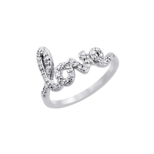 Sterling Silver 925 Clear CZ Love Ring - SSLR034
