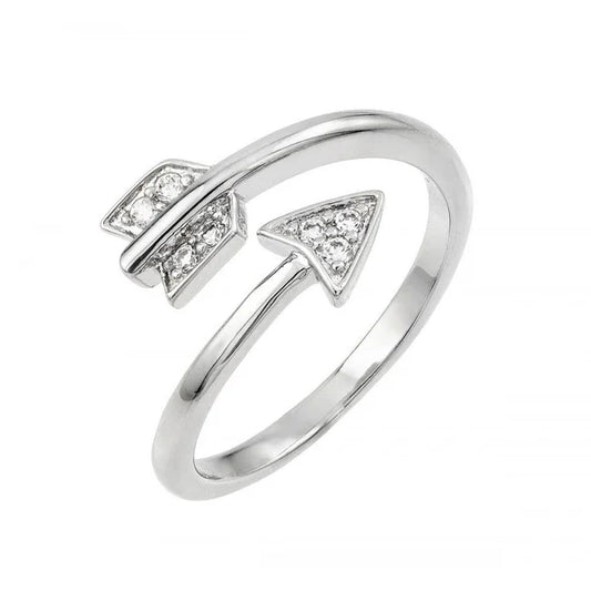 Sterling Silver 925 Arrow Clear CZ Ring - SSLR005