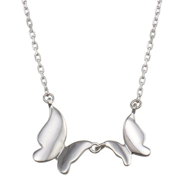 Sterling Silver 925 Double Butterfly Necklace - SSLPN013