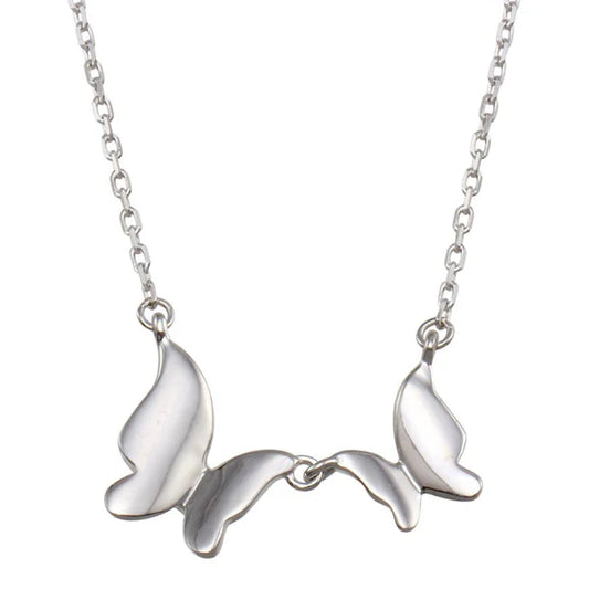Sterling Silver 925 Double Butterfly Necklace - SSLPN013