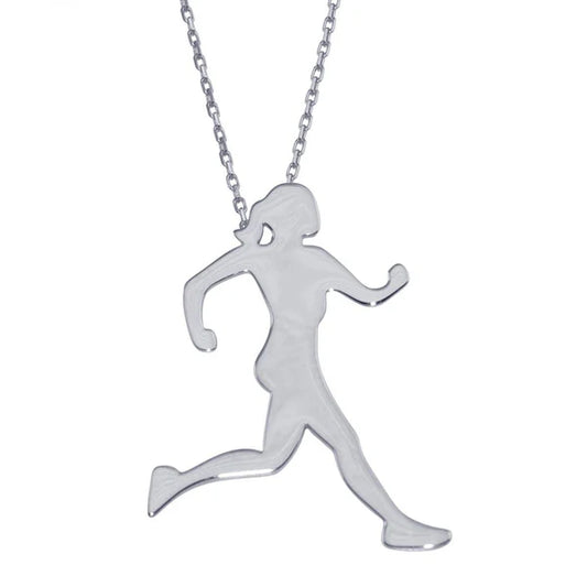 Collar con colgante de corredor en plata de ley 925 - SSLPN021