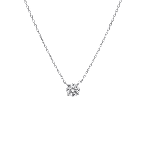 Κολιέ από ασήμι Moissanite με στρογγυλή πασιέντζα σε κομψή μπριγιάν στα 1,20 καρατίων (7 χιλιοστά)