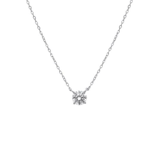 Sterling Silver Moissanite Necklace featuring a Round Brilliant Cut Solitaire at 1.20ct (7mm)