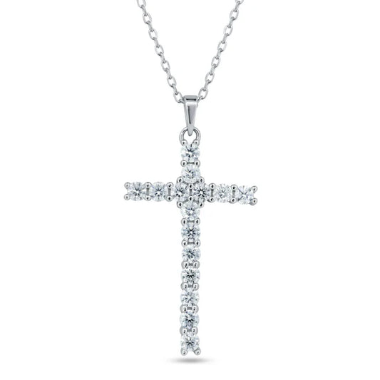Sterling Silver 925 Cross Moissanite Necklace - SSLPN050