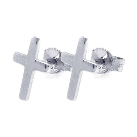 Sterling Silver 925 Cross Stud Earrings - SSLE022