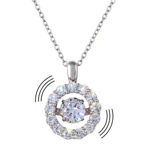 Sterling Silver 925 Dancing CZ Open Round Pendant - SSLPN005