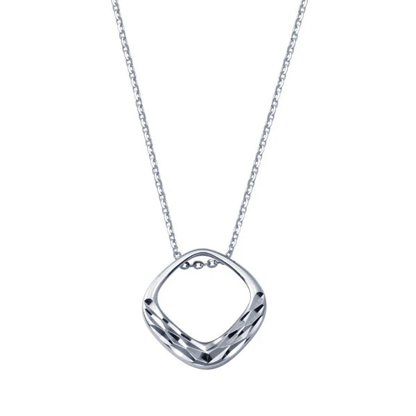 Collar con colgante ajustable de corte de diamante cuadrado en plata de ley 925 - SSLPN029