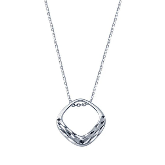 Collar con colgante ajustable de corte de diamante cuadrado en plata de ley 925 - SSLPN029