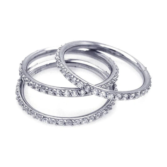 Sterling Silver 925 Stackable CZ Ring Set - SSLR047