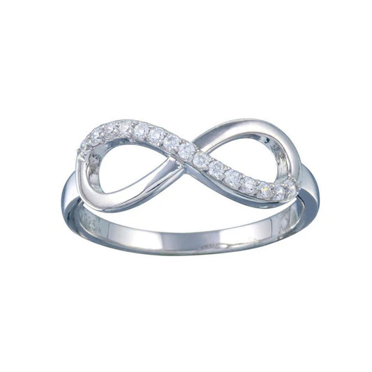 Sterling Silver 925 Clear CZ Infinity Ring - SSLR043