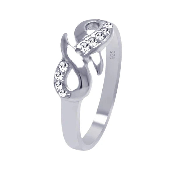 Sterling Silver 925 Infinity Ribbon CZ Ring - SSLR002