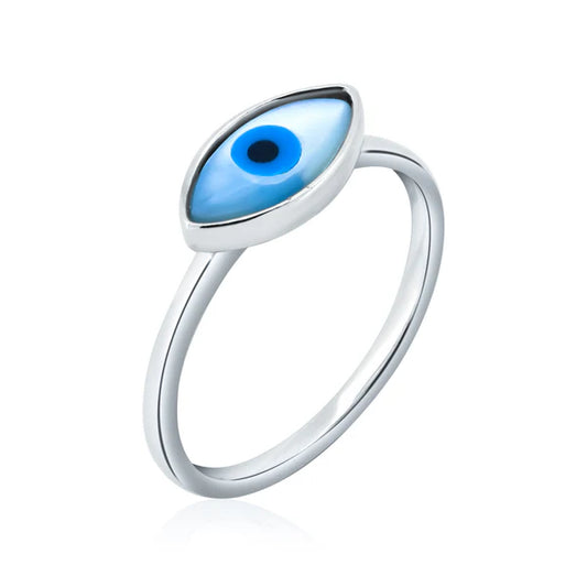 Sterling Silver 925 Eye Mother of Pearl Ring - SSLR044