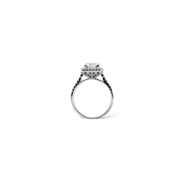 Sterling Silver Moissanite Engagement Ring featuring 1.20ct (7.0mm) Round Brilliant Cut Center Stone with Square Halo