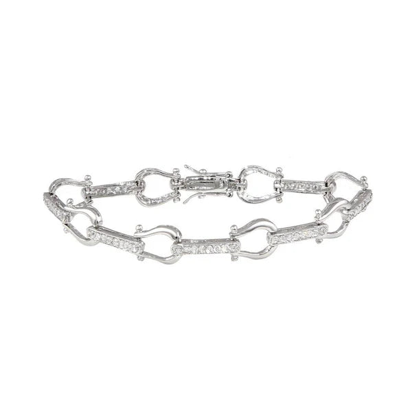 Sterling Silver 925 Link Bracelet with CZ - SSLB039