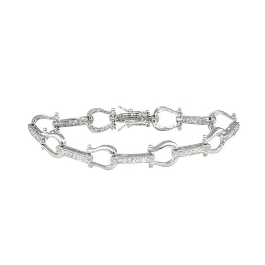 Sterling Silver 925 Link Bracelet with CZ - SSLB039