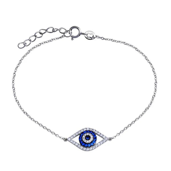 Sterling Silver 925 CZ Evil Eye Bracelet - SSLB034