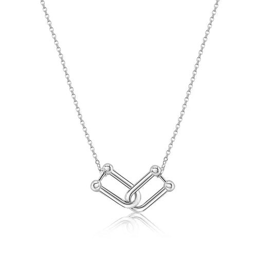 Sterling Silver 925 Locking Design Necklace - SSLPN046