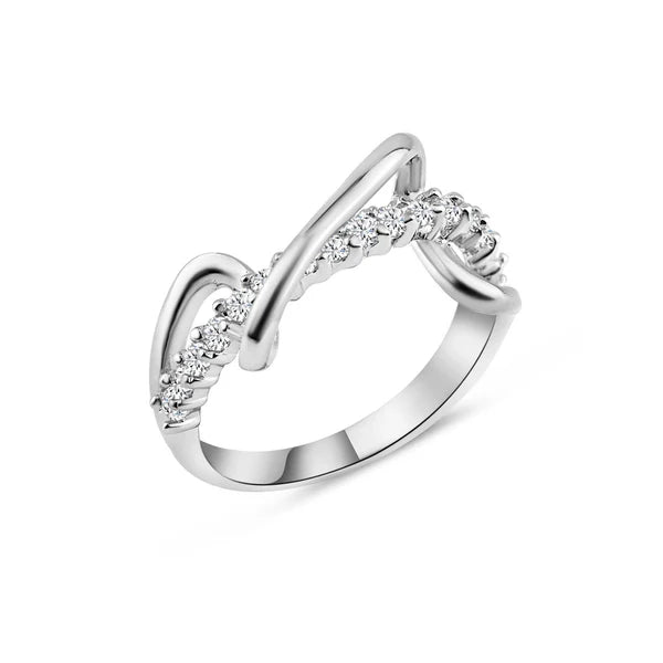 Sterling Silver 925 Winding Zigzag CZ Ring - SSLR016