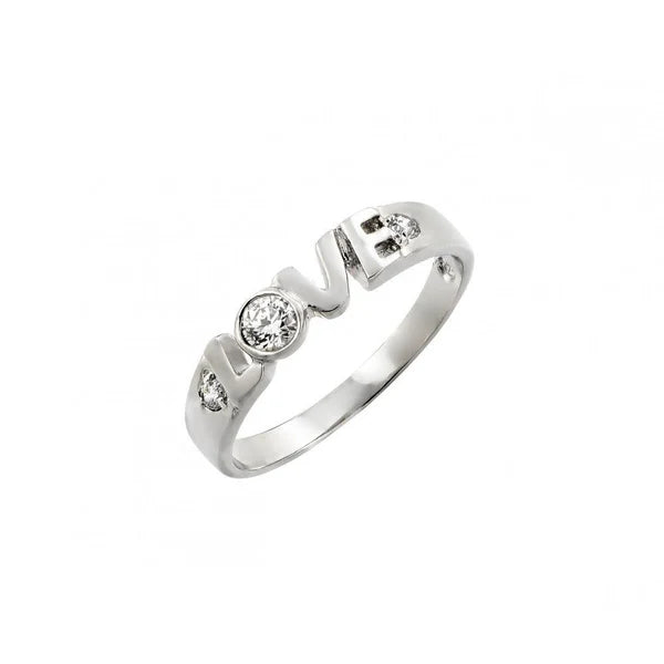 Sterling Silver 925 Clear CZ Love Ring - SSLR014