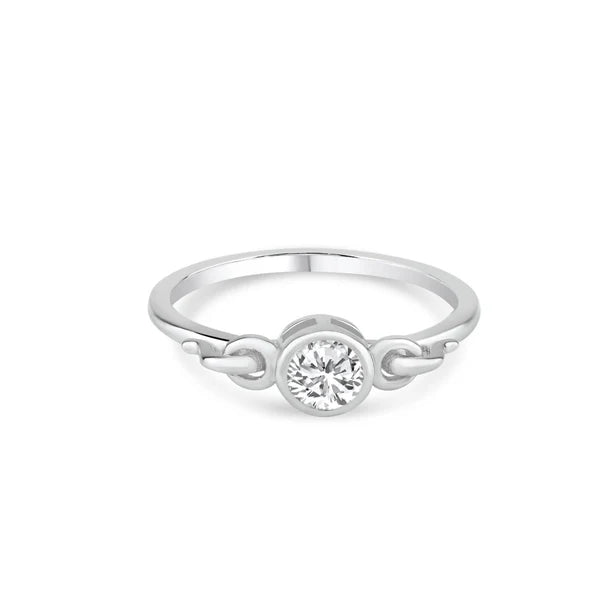 Sterling Silver 925 Bezel Set Clear CZ Ring -SSLR020