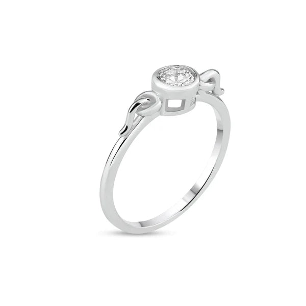 Sterling Silver 925 Bezel Set Clear CZ Ring -SSLR020