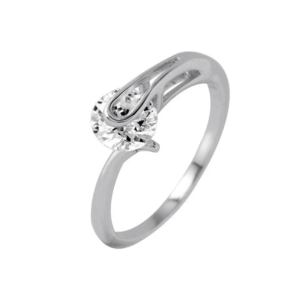 Sterling Silver 925 Plain Loop CZ Ring - SSLR003