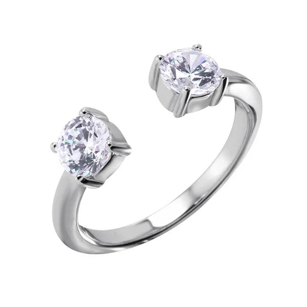 Sterling Silver 925 Open Ring with CZ End Caps - SSLR028