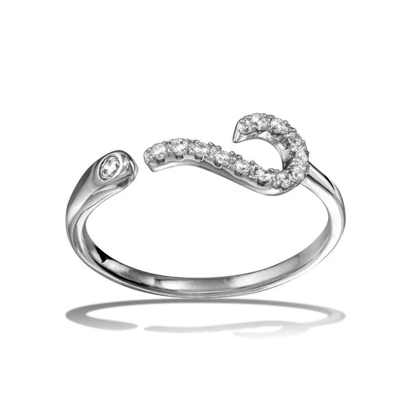 Sterling Silver 925 Question Mark CZ Ring - SSLR001