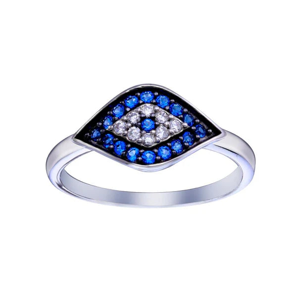 Sterling Silver 925 Evil Eye CZ Ring - SSLR052