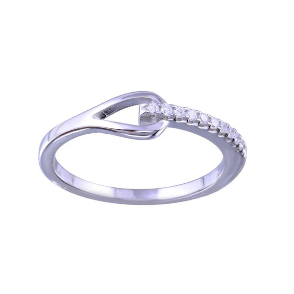 Sterling Silver 925 Knot Clear CZ Ring - SSLR030