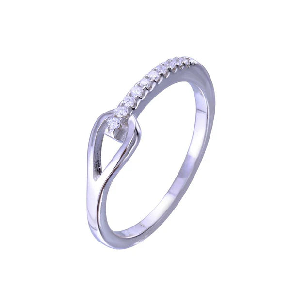 Sterling Silver 925 Knot Clear CZ Ring - SSLR030