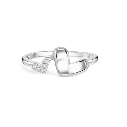 Sterling Silver 925 Twin Hearts Clear CZ 1.7mm Ring - SSLR018