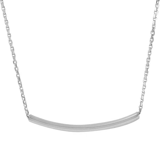 Sterling Silver 925 Curve Bar Necklace - SSLNP009