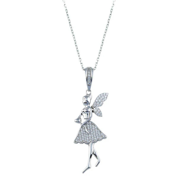 Sterling Silver 925 Fairy CZ Pendant Necklace - SSLPN025