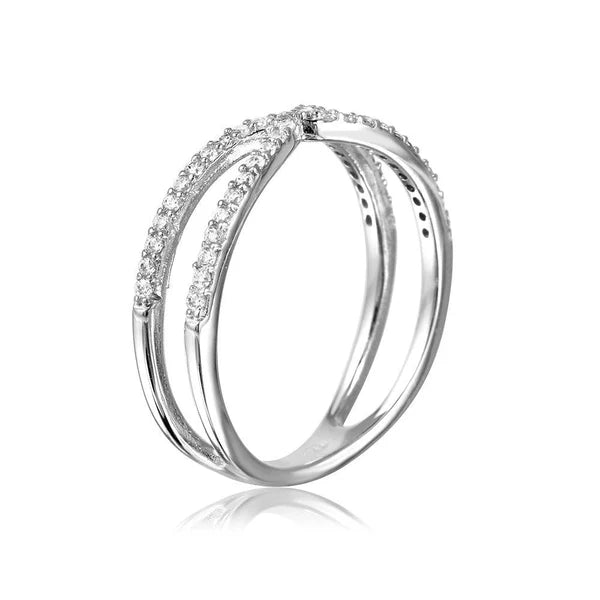 Anillo de plata de ley 925 con circonita cúbica y cuerpo abierto - SSLR007