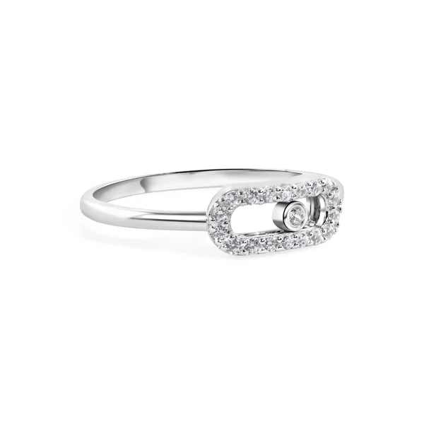 Sterling Silver 925 Oval Fidgeting Clear CZ 1.8mm Ring - SSLR025