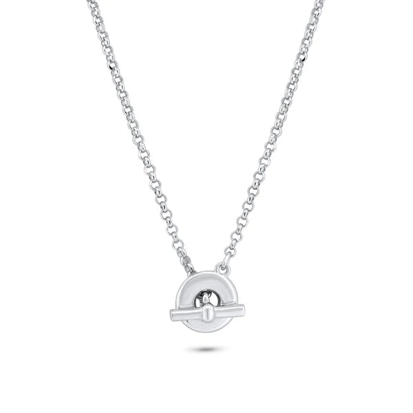 Sterling Silver 925 Donut and Bar Pendant Necklace - SSLPN032