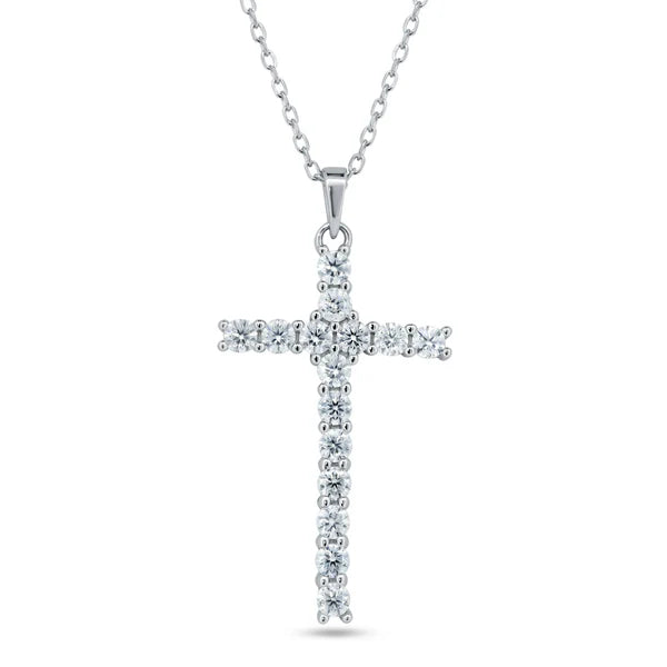 Sterling Silver 925 Cross Moissanite Necklace - SSLPN050