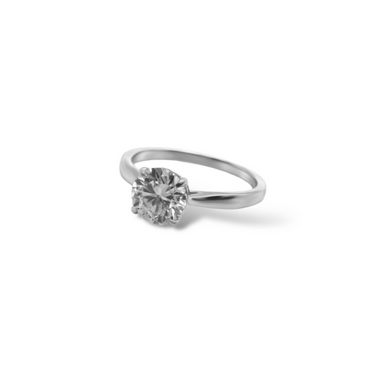 Sterling Silver Moissanite Ring featuring a 1.20ct (7mm) Round Brilliant Cut Center Stone