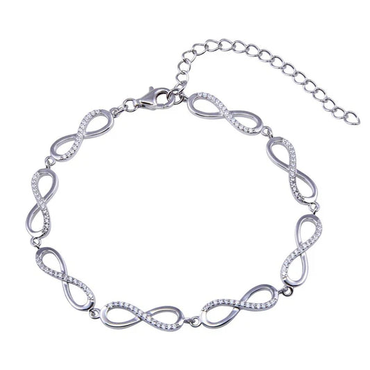 Sterling Silver 925 Clear CZ Infinity Tennis Bracelet - SSLB037