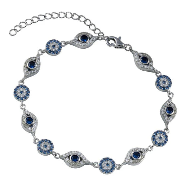 Sterling Silver 925 Evil Eye CZ Bracelet - SSLB031