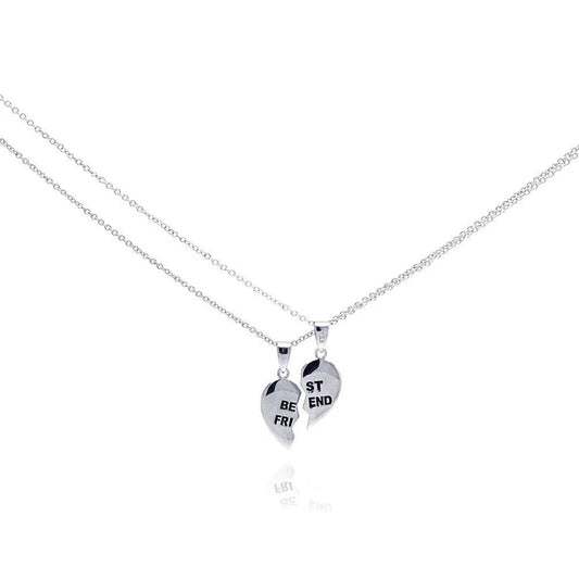 Sterling Silver 925 Half Heart Piece Pendant Necklace - SSLPN015