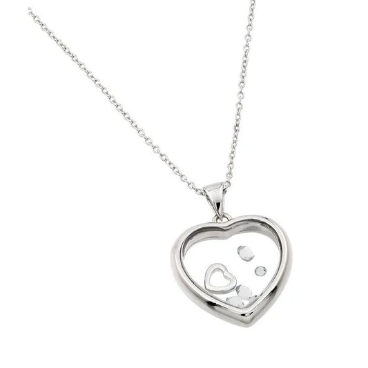 Sterling Silver 925 CZ April Birthstone Glass Heart Necklace - SSLPN024