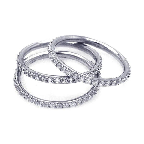 Sterling Silver 925 Stackable CZ Ring Set - SSLR047