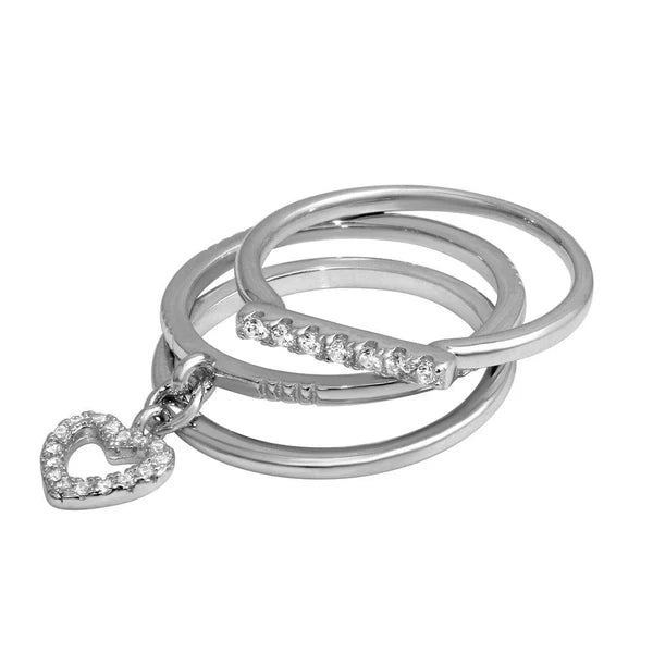 Sterling Silver 925 Stackable Hanging Heart Ring - SSLR033