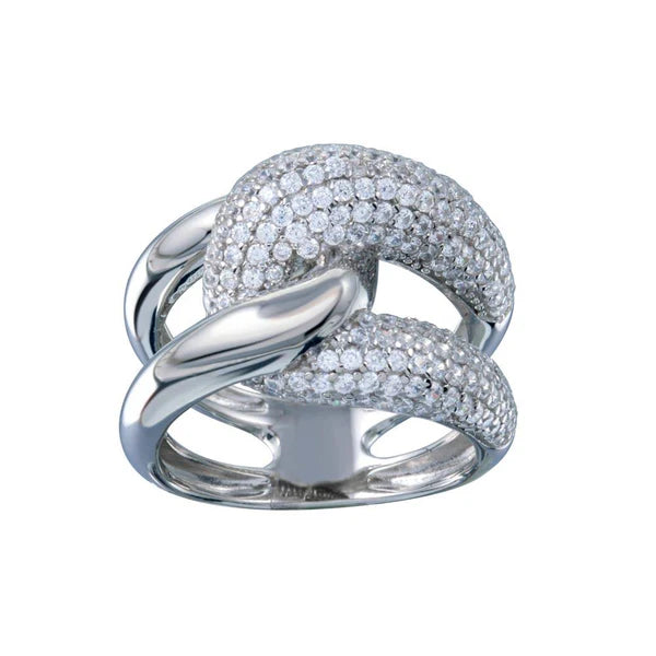 Sterling Silver 925 Clear Micro Pave CZ Knot Ring - SSLR037